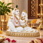 Vandanam Decorative Radha Krishna Showpiece- White & Gold