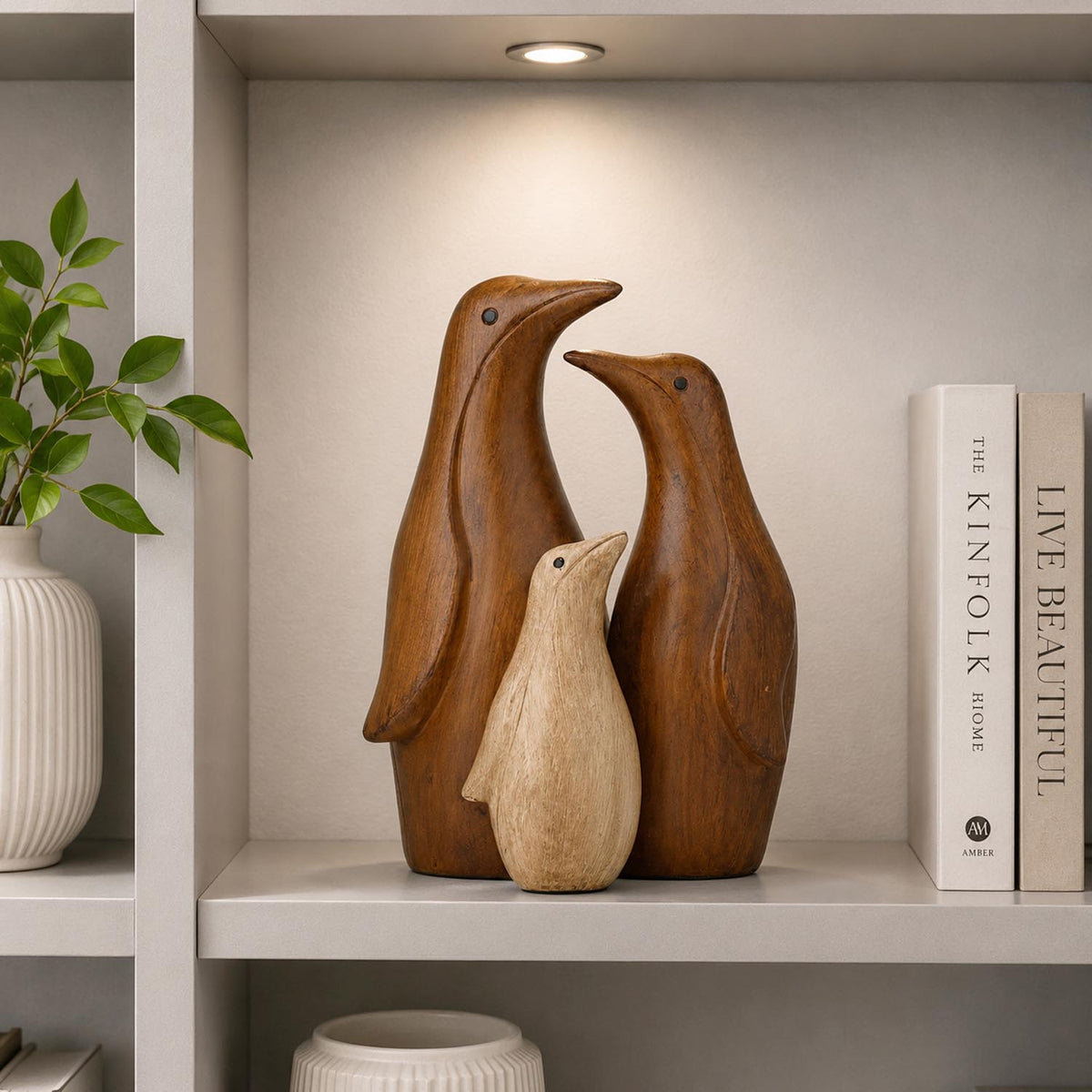 Trio Penguin Polyresin Showpiece- Brown