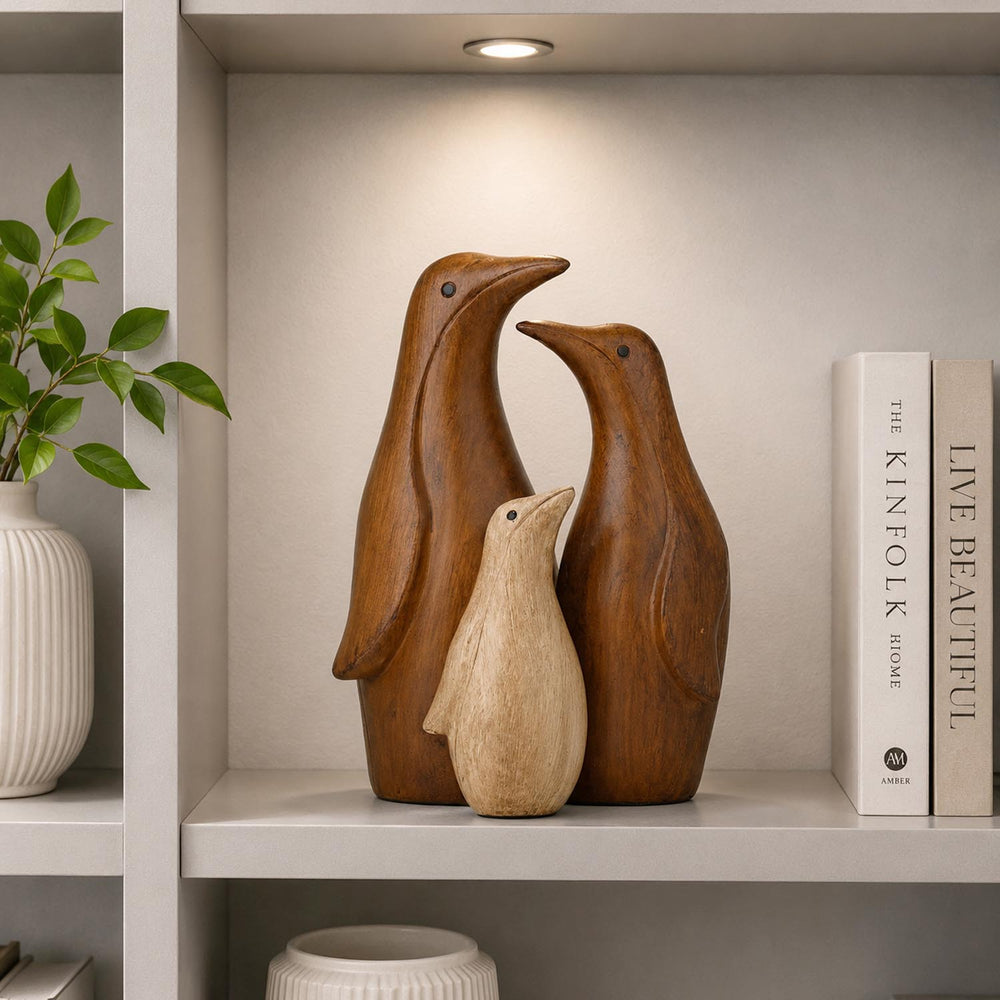 Trio Penguin Polyresin Showpiece- Brown