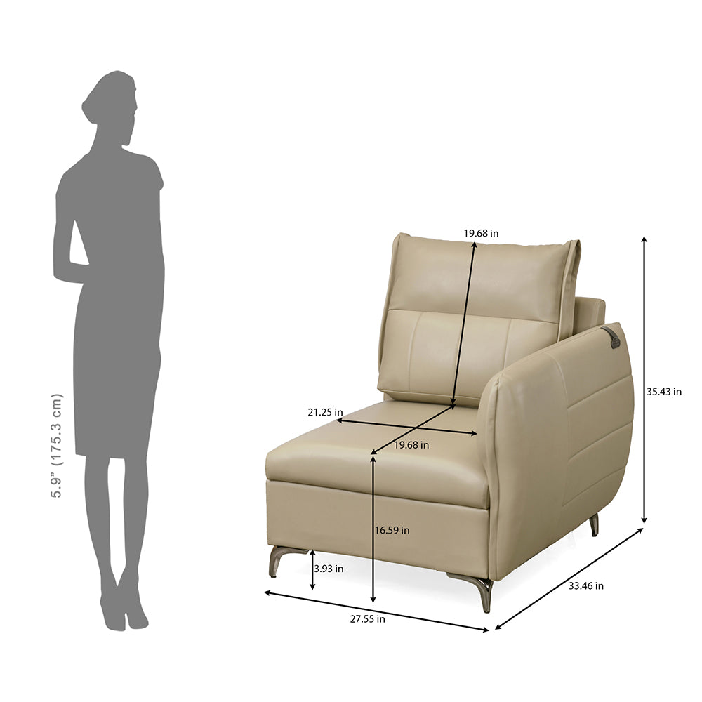 Infinia 1 Seater Leatherette Sofa with Left Arm- Beige