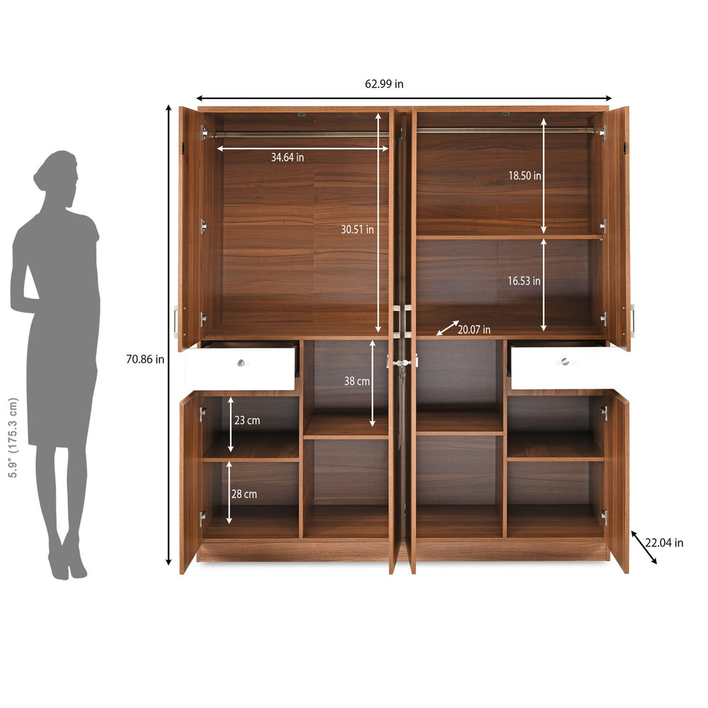 Magnus 4 Door Engineered Wood Wardrobe (Lyon Walnut)