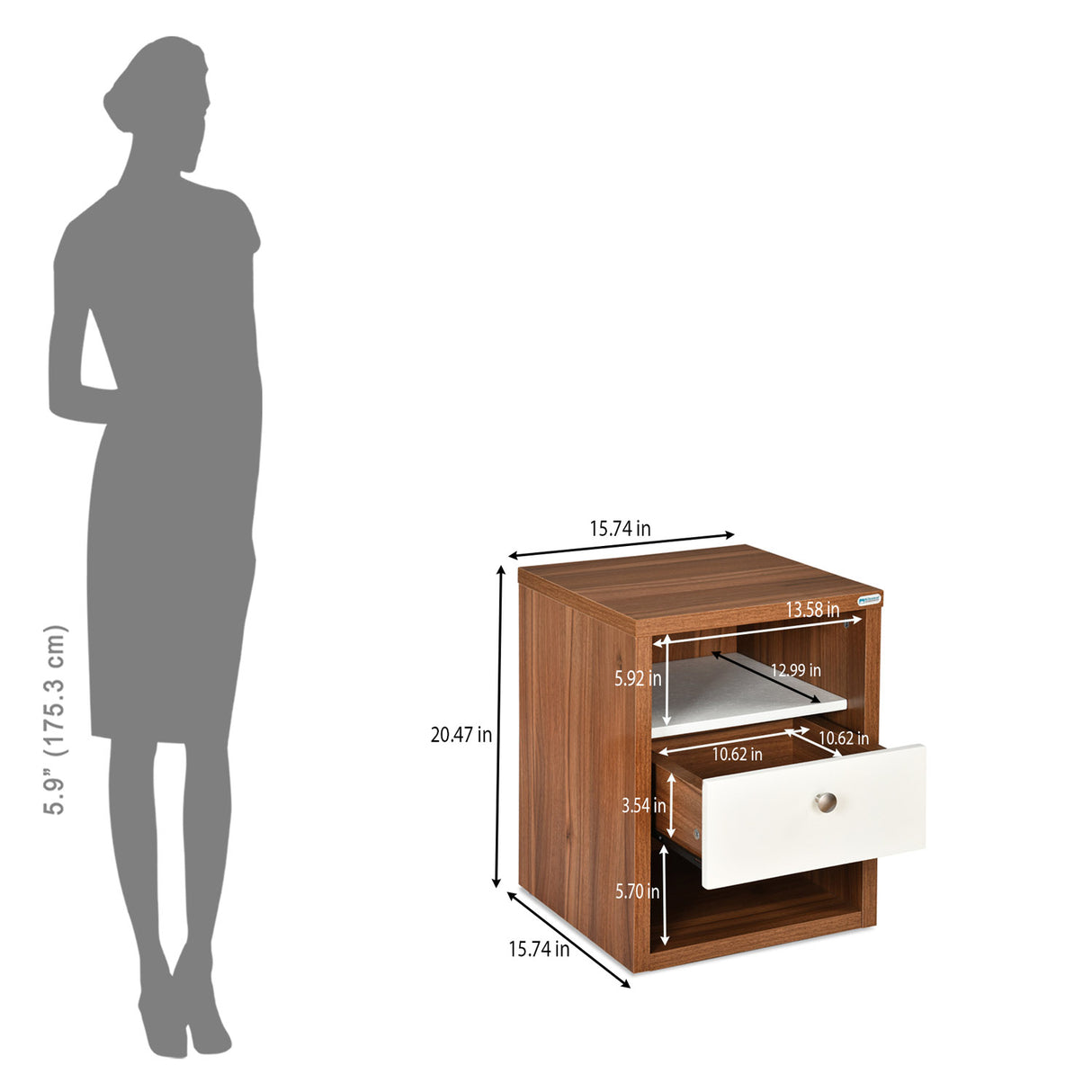 Magnus Engineered Wood Night Stand(Lyon Walnut)