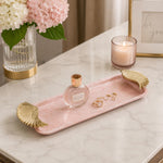 La Rosa Rectangular Tray with Wings Handle- Pink & Gold