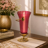 Swirl Lotus Tall Vase- Pink & Gold