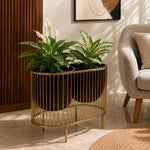 Two Pot Metal Planter- Gold & Brown