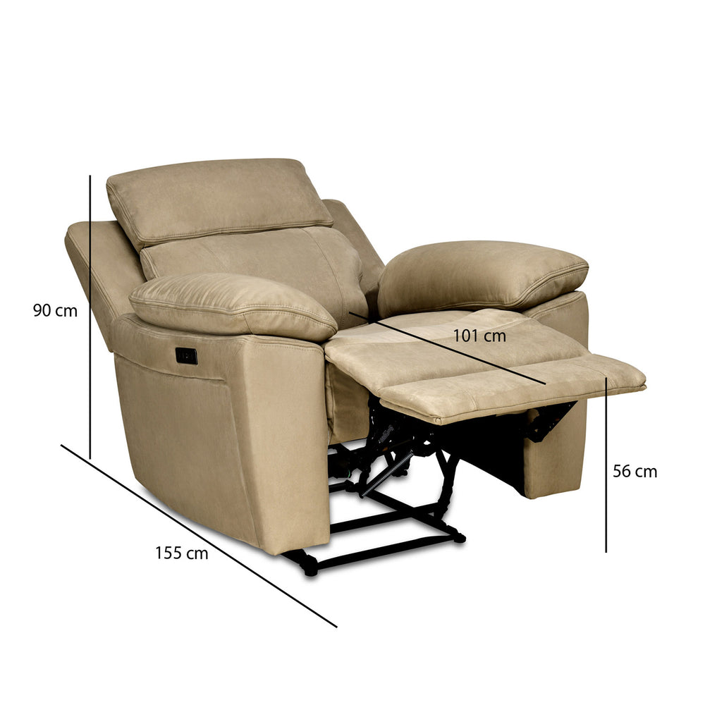 Clapton 1 Seater Double Motor Electric Recliner- Beige