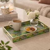Decorative Serving Tray with Handle- Green