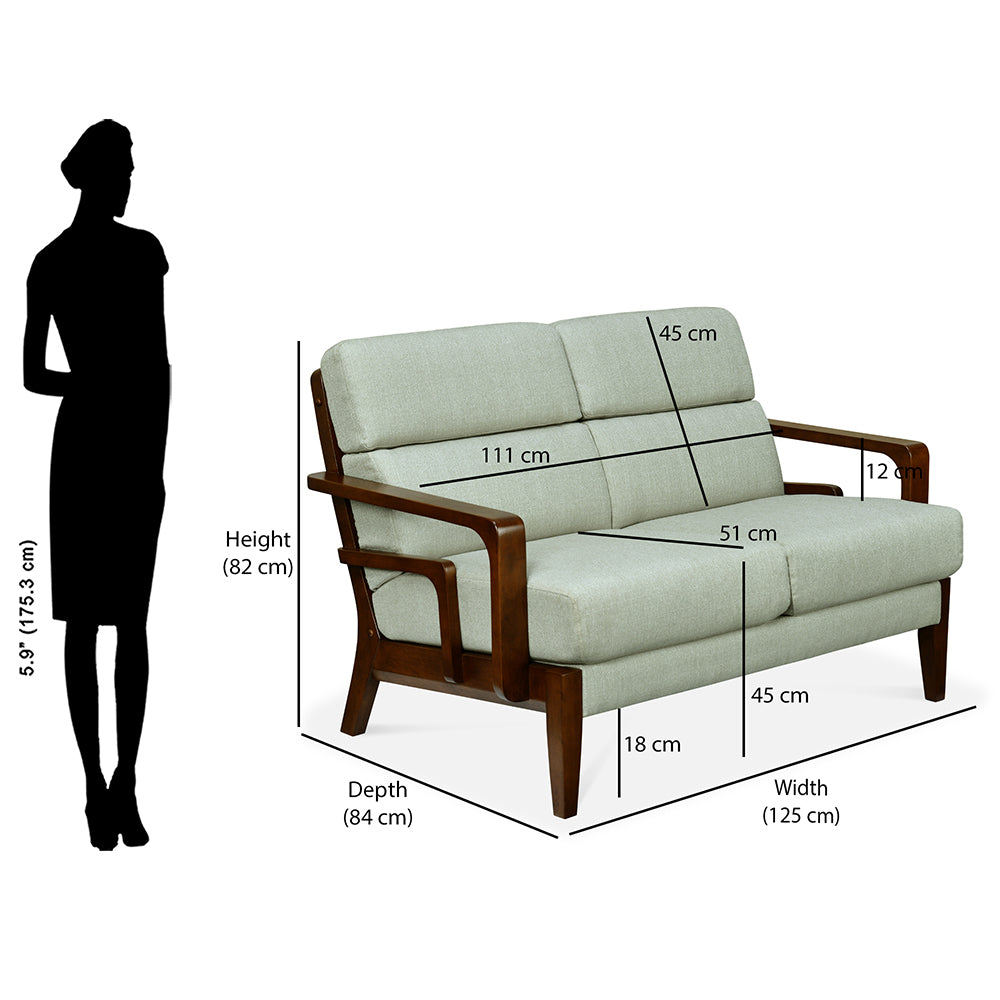 Sailor 2 Seater Fabric Sofa- Taupe Brown