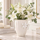 Elan Flora Semi Oval Dual Lily Medium Vase- Cream & White