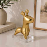 Deer Figurine Metal & Acrylic Showpiece- Gold