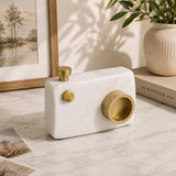 Decorative Camera Showpiece- Small, White & Gold