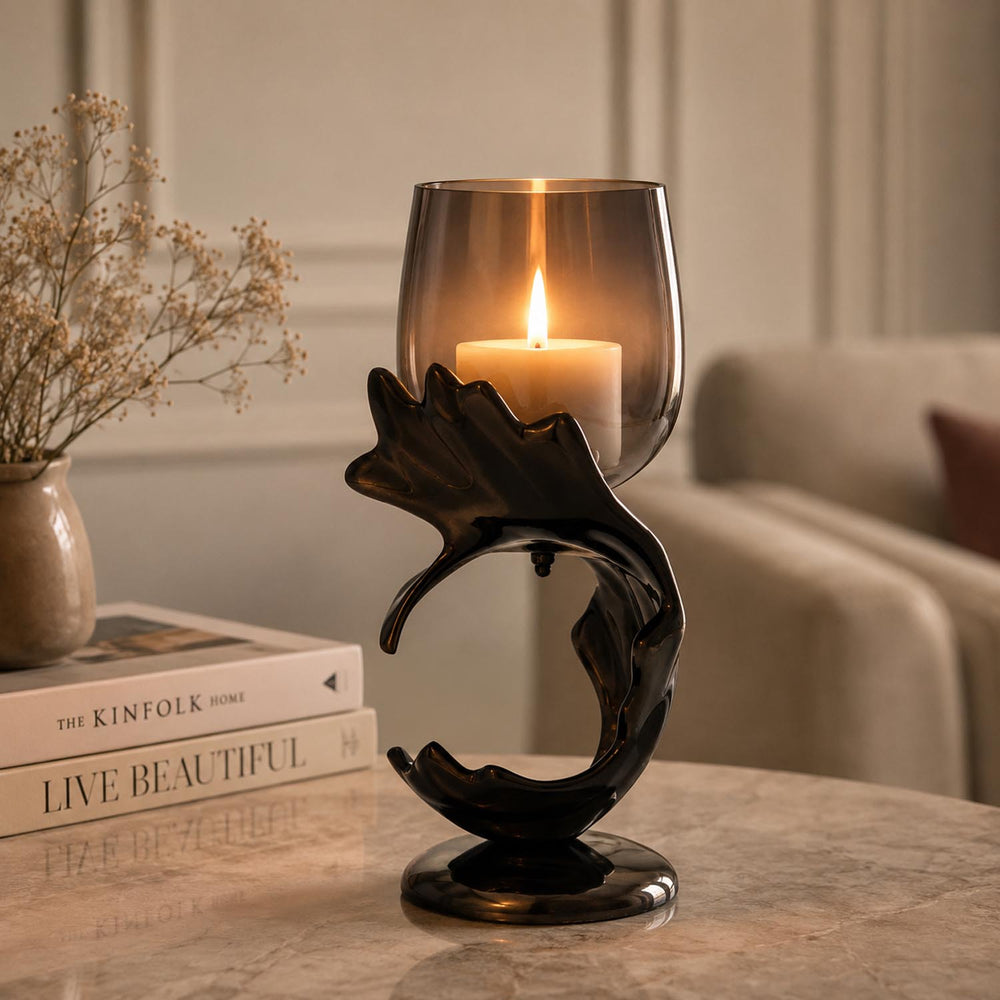 Tidal Splash Small Candle Holder- Grey