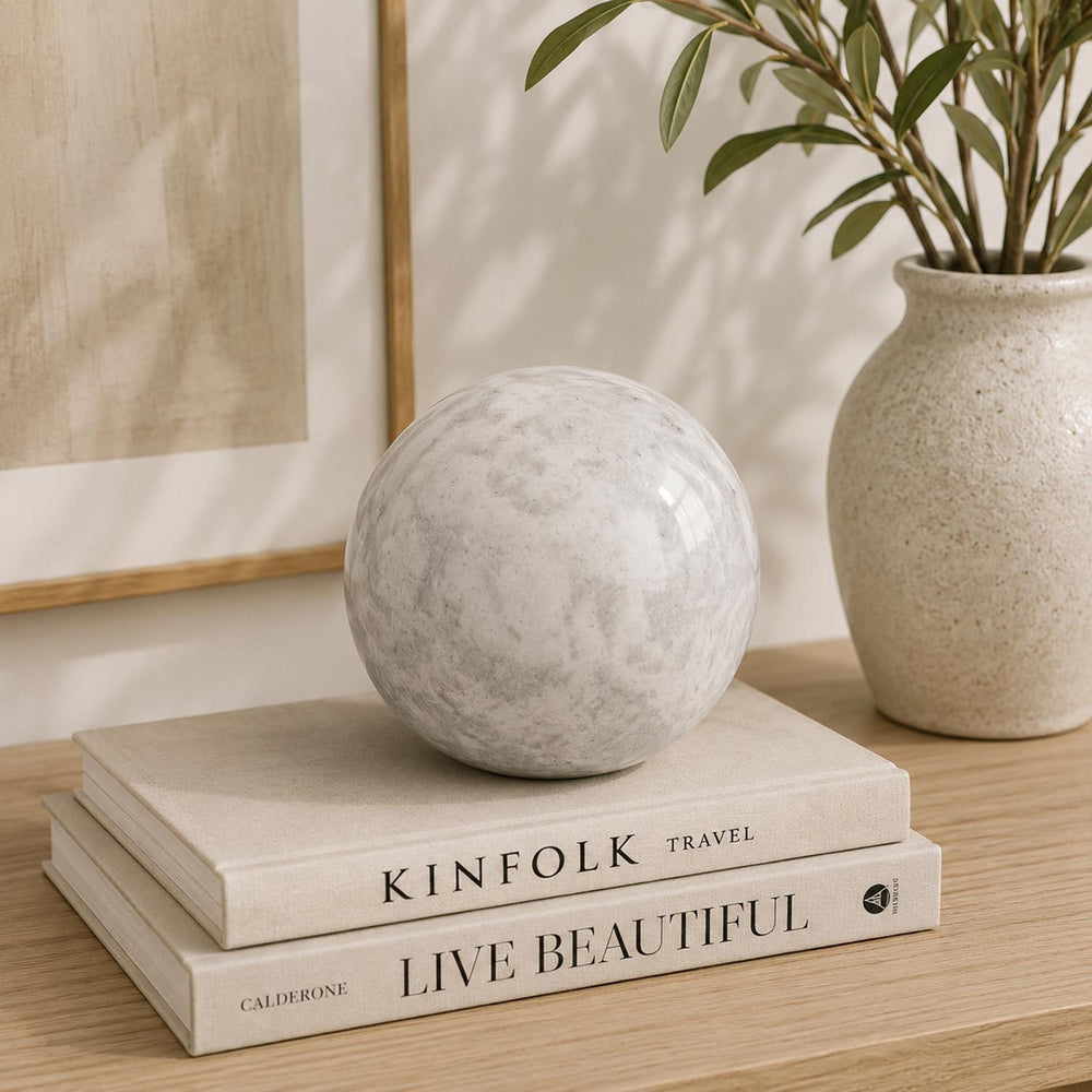 Metal Ball Table Decor Showpiece- White