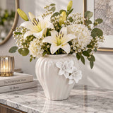 Elan Flora Dual Lily Drop Flower Vase - Cream & White