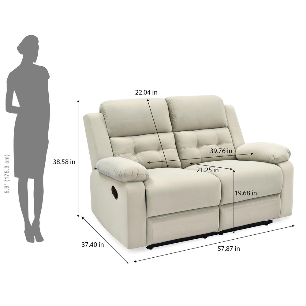 Derik 2 Seater Manual Recliner Sofa- Beige