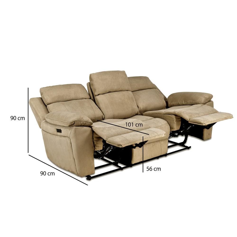 Clapton 3 Seater Double Motor Electric Recliner(Beige)