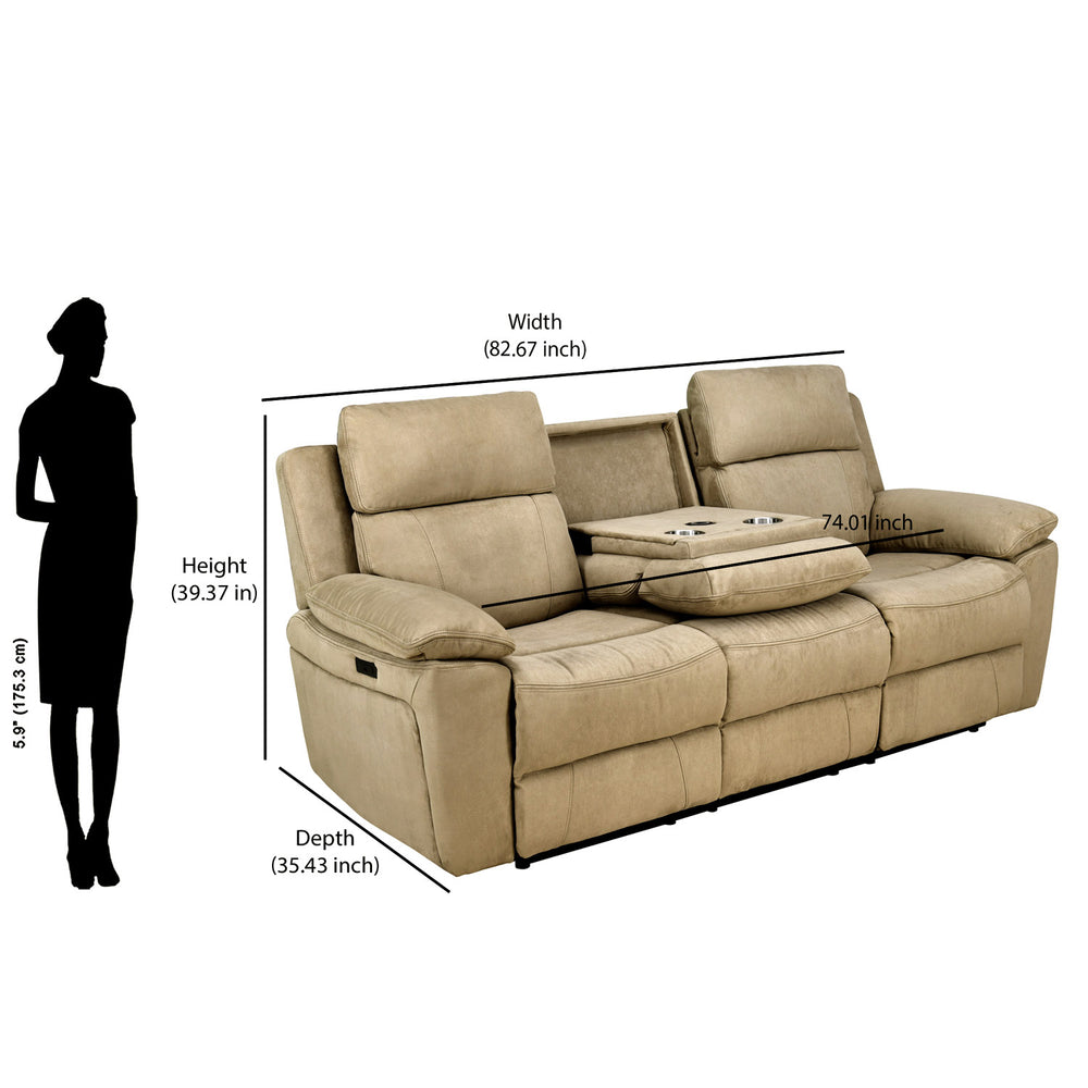 Clapton 3 Seater Double Motor Electric Recliner(Beige)
