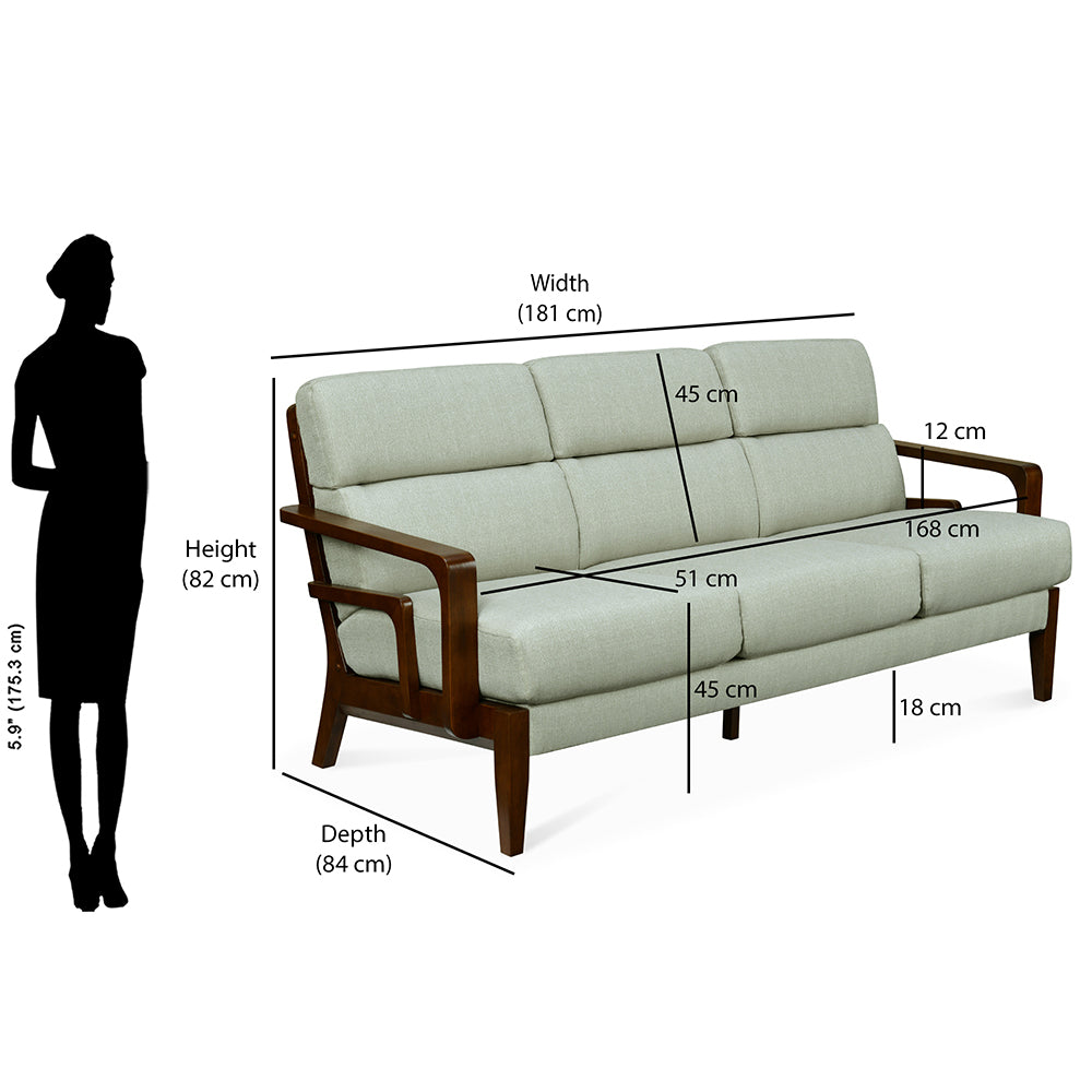 Sailor 3 Seater Fabric Sofa- Taupe Brown