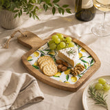 Wooden Cheese Board With Handle- Yellow
