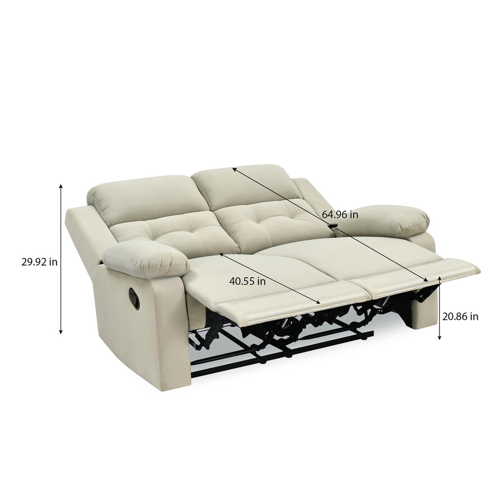 Derik 2 Seater Manual Recliner Sofa- Beige