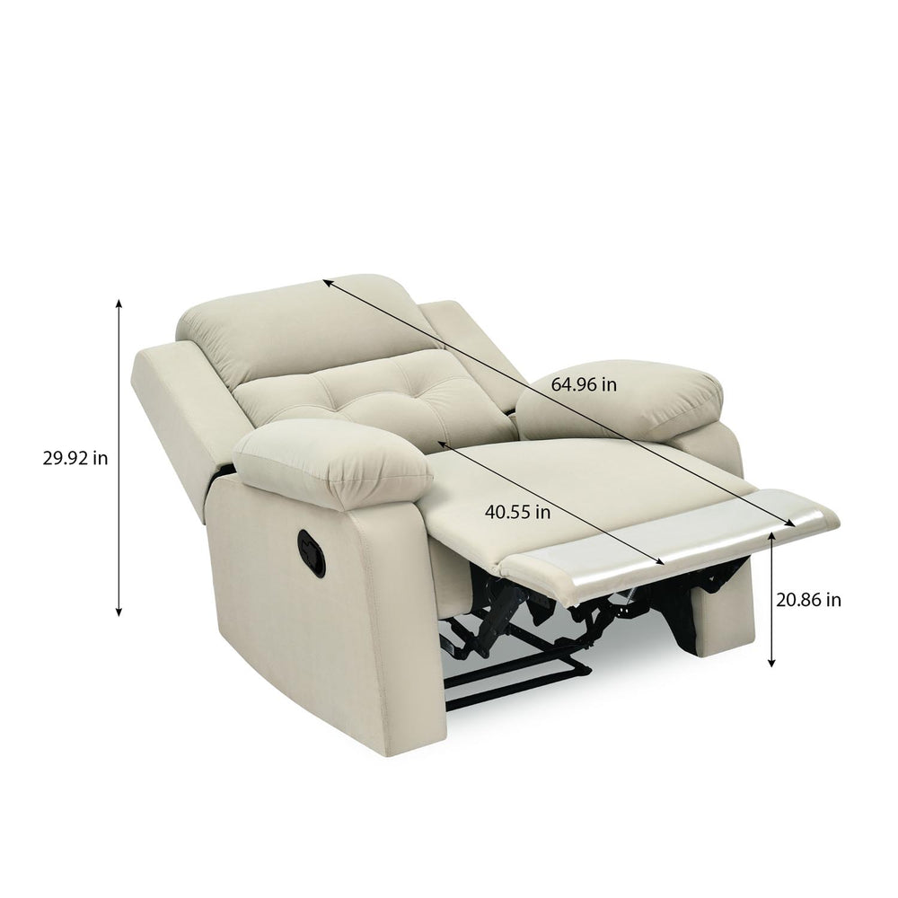 Derik 1 Seater Manual Recliner Sofa- Beige