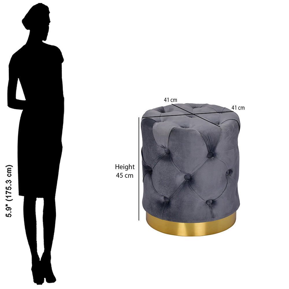 Eamon Fabric Ottoman with Metal Base (Grey)