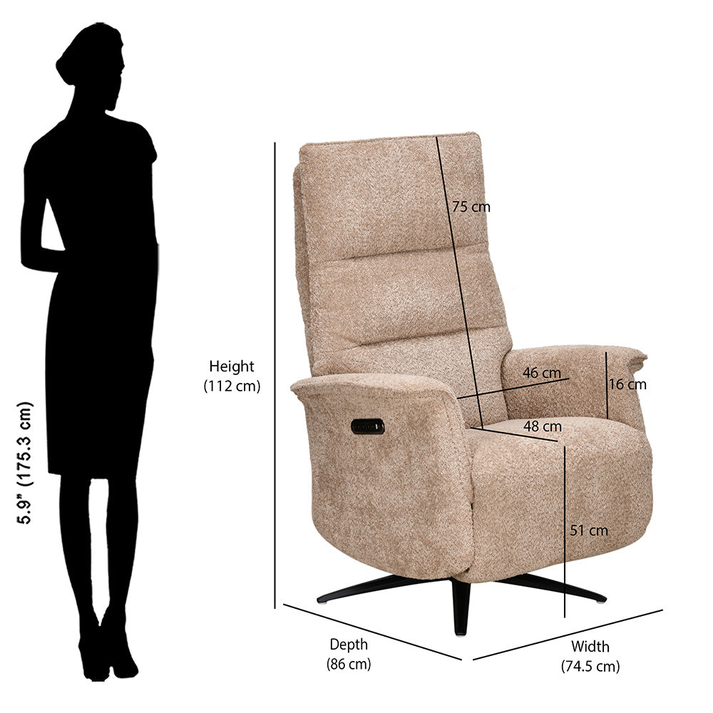Hover 1 Seater Triple Motor Zero Gravity Electric Recliner- Beige