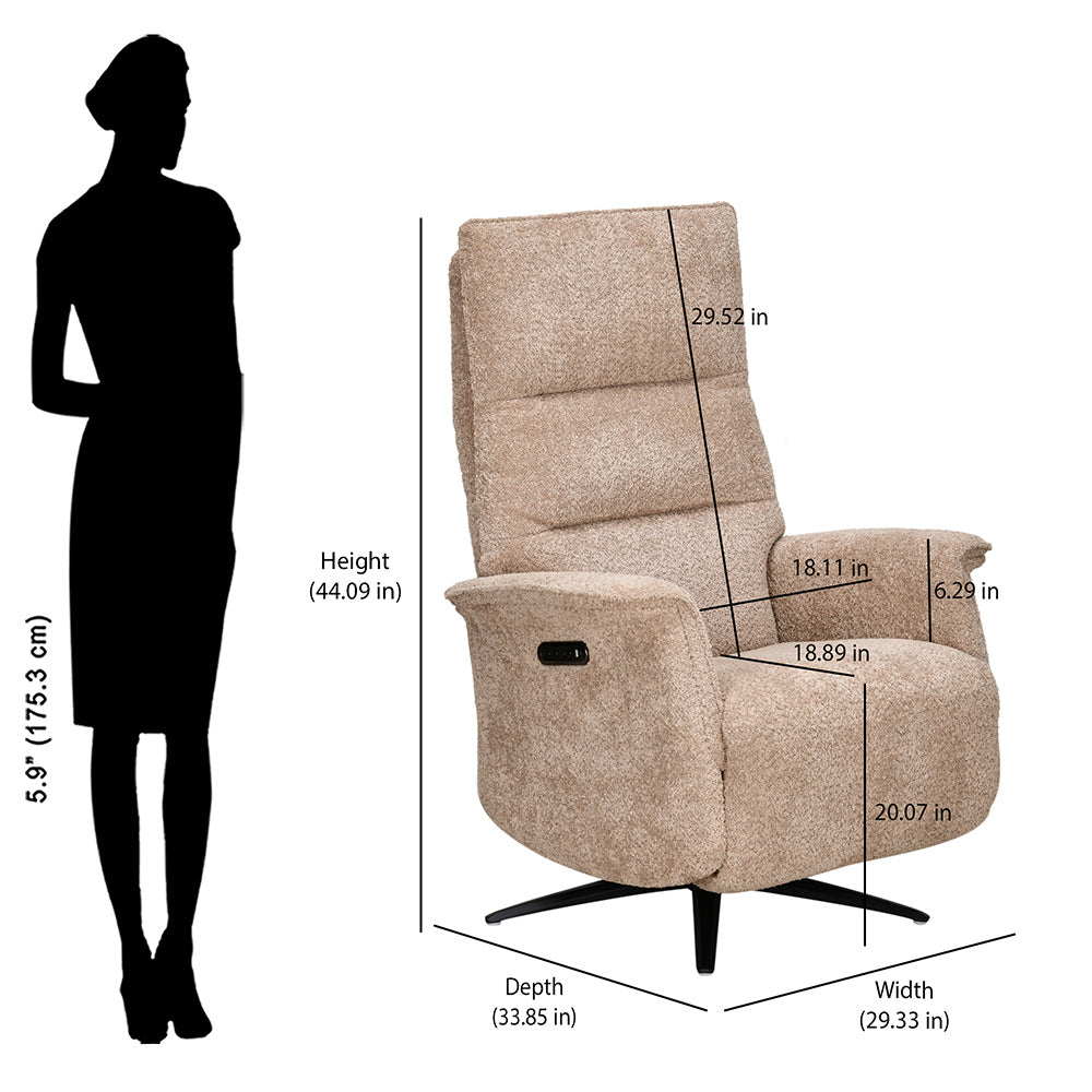 Hover 1 Seater Triple Motor Zero Gravity Electric Recliner- Beige