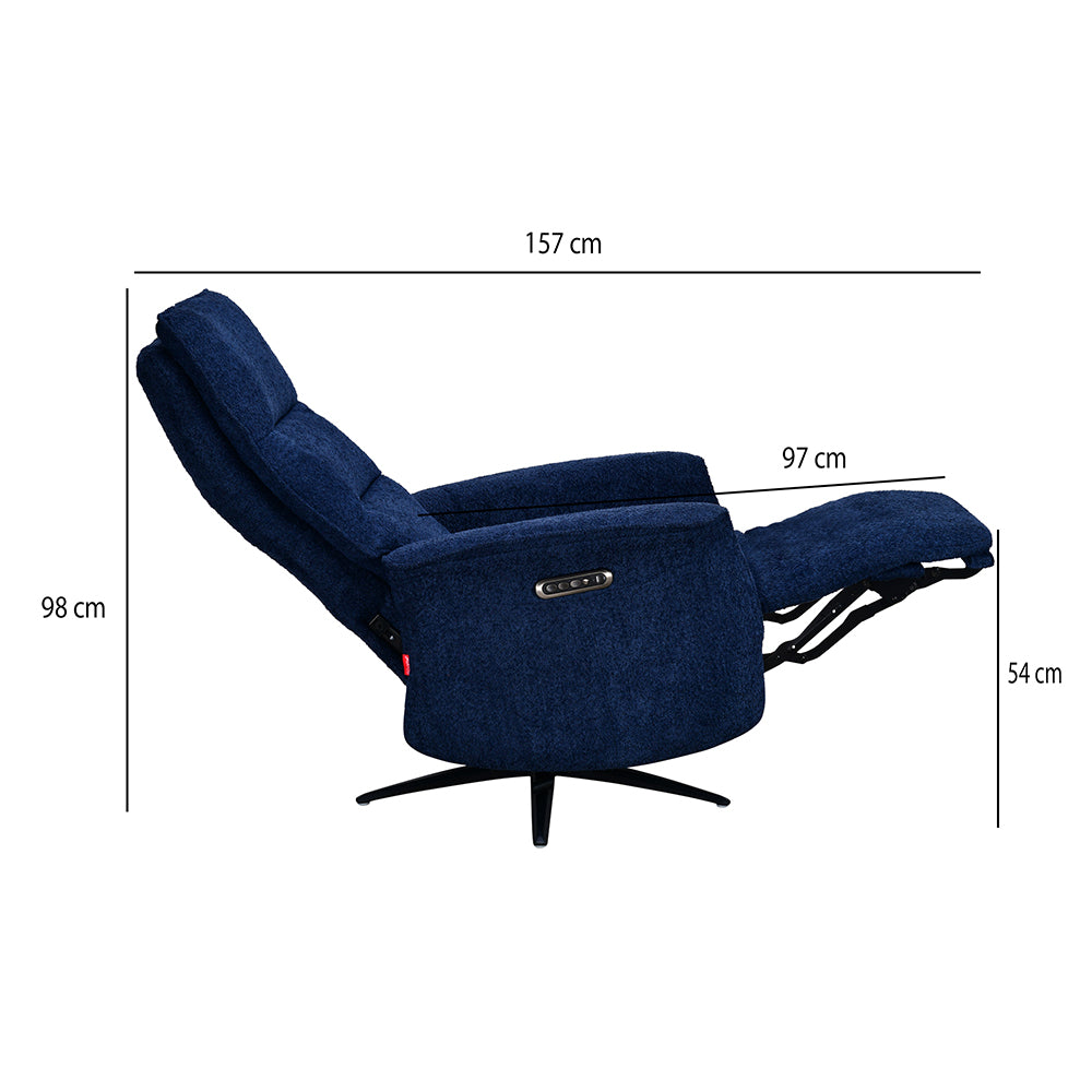 Hover 1 Seater Triple Motor Zero Gravity Electric Recliner- Blue