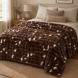 Soft Fur Polyester Double Blanket- Brown