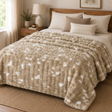 Soft Fur Polyester Double Blanket- Cream