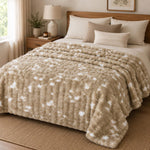 Soft Fur Polyester Double Blanket- Cream