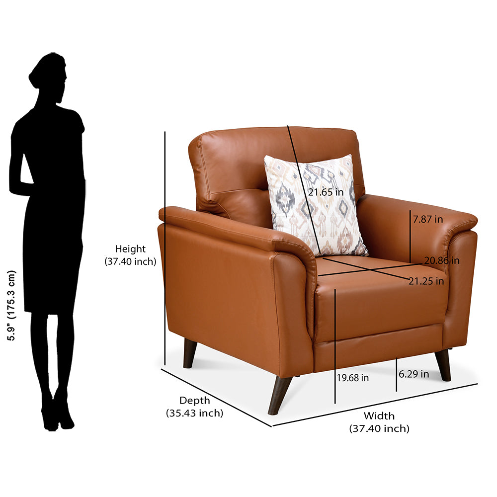 Aiden 1 Seater Fabric Sofa- Tan