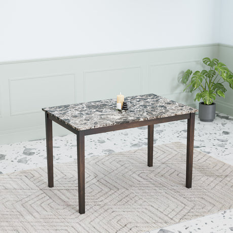 Nilkamal Adrian 4 Seater Marble Top Finish Dining Table (Dark Walnut)
