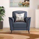 Aiden 1 Seater Leatherette Sofa- Navy Blue