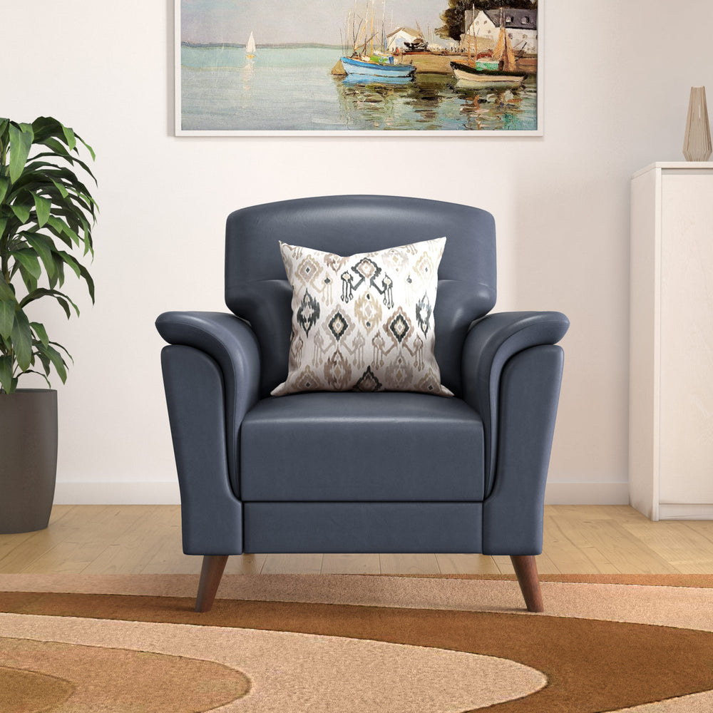 Aiden 1 Seater Leatherette Sofa- Navy Blue