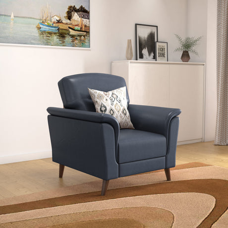 Aiden 1 Seater Leatherette Sofa- Navy Blue