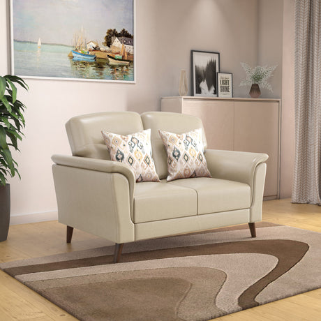 Aiden 2 Seater Leatherette Sofa- Beige