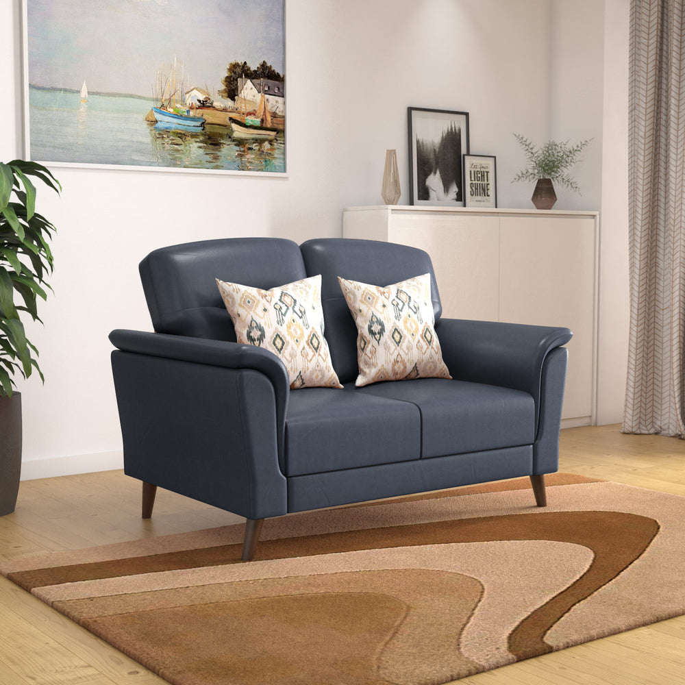 Aiden 2 Seater Leatherette Sofa- Navy Blue