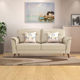 Aiden 3 Seater Leatherette Sofa- Beige