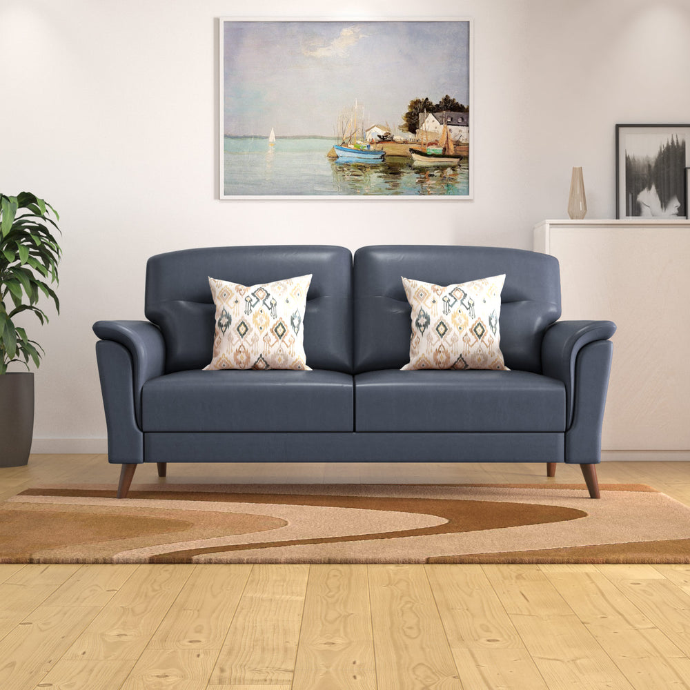 Aiden 3 Seater Leatherette Sofa- Navy Blue