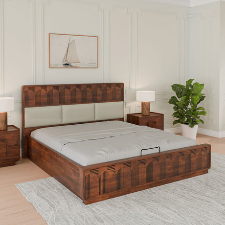 Nilkamal Albury Queen Bed with Hydraulic Storage (Antique Cherry)