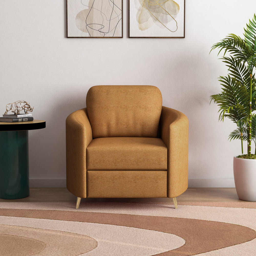 Arch 1 Seater Fabric Sofa- Rust Brown
