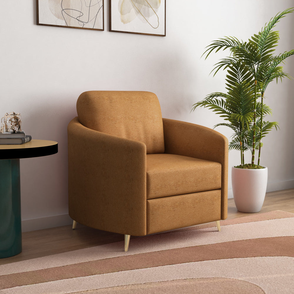 Arch 1 Seater Fabric Sofa- Rust Brown