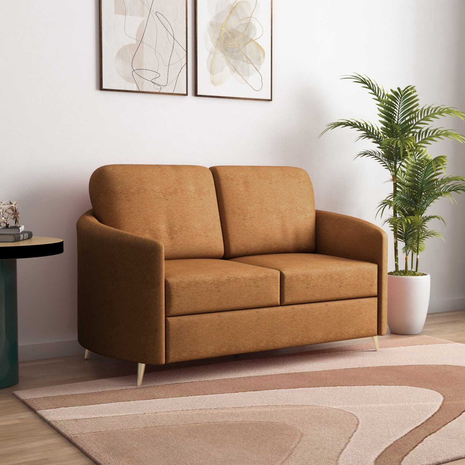 Arch 2 Seater Fabric Sofa- Rust Brown