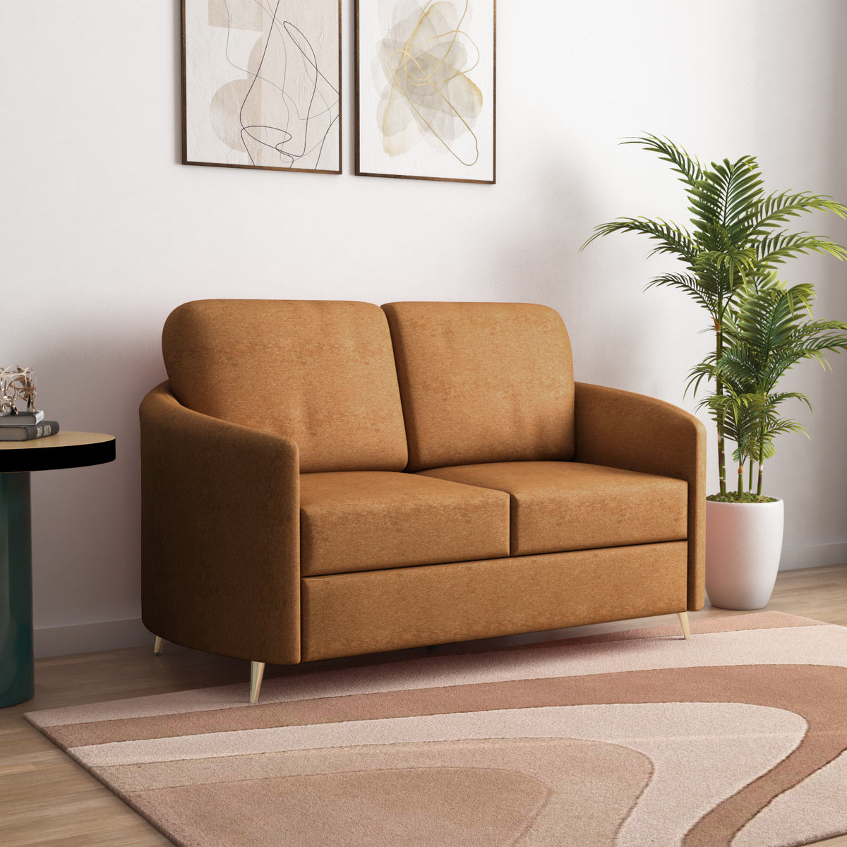Arch 2 Seater Fabric Sofa- Rust Brown