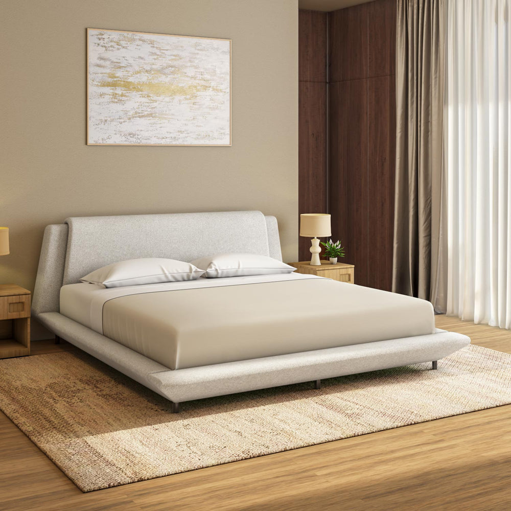 Jaslene Upholstered Queen Bed Without Storage- Beige
