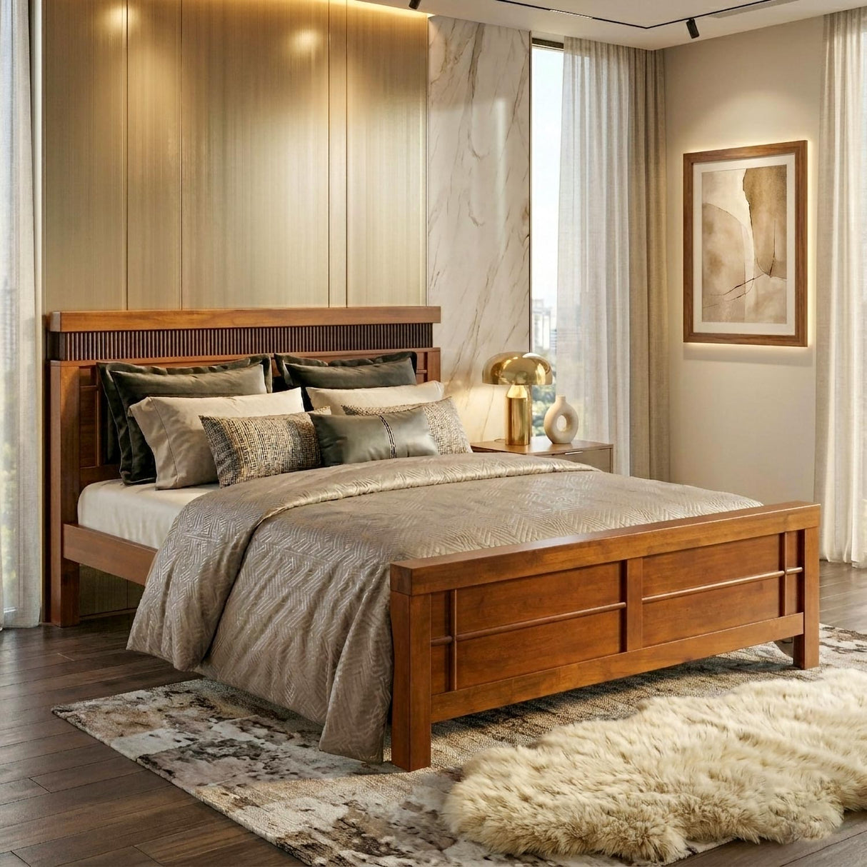 Autum King Bed Without Storage- Cappuccino