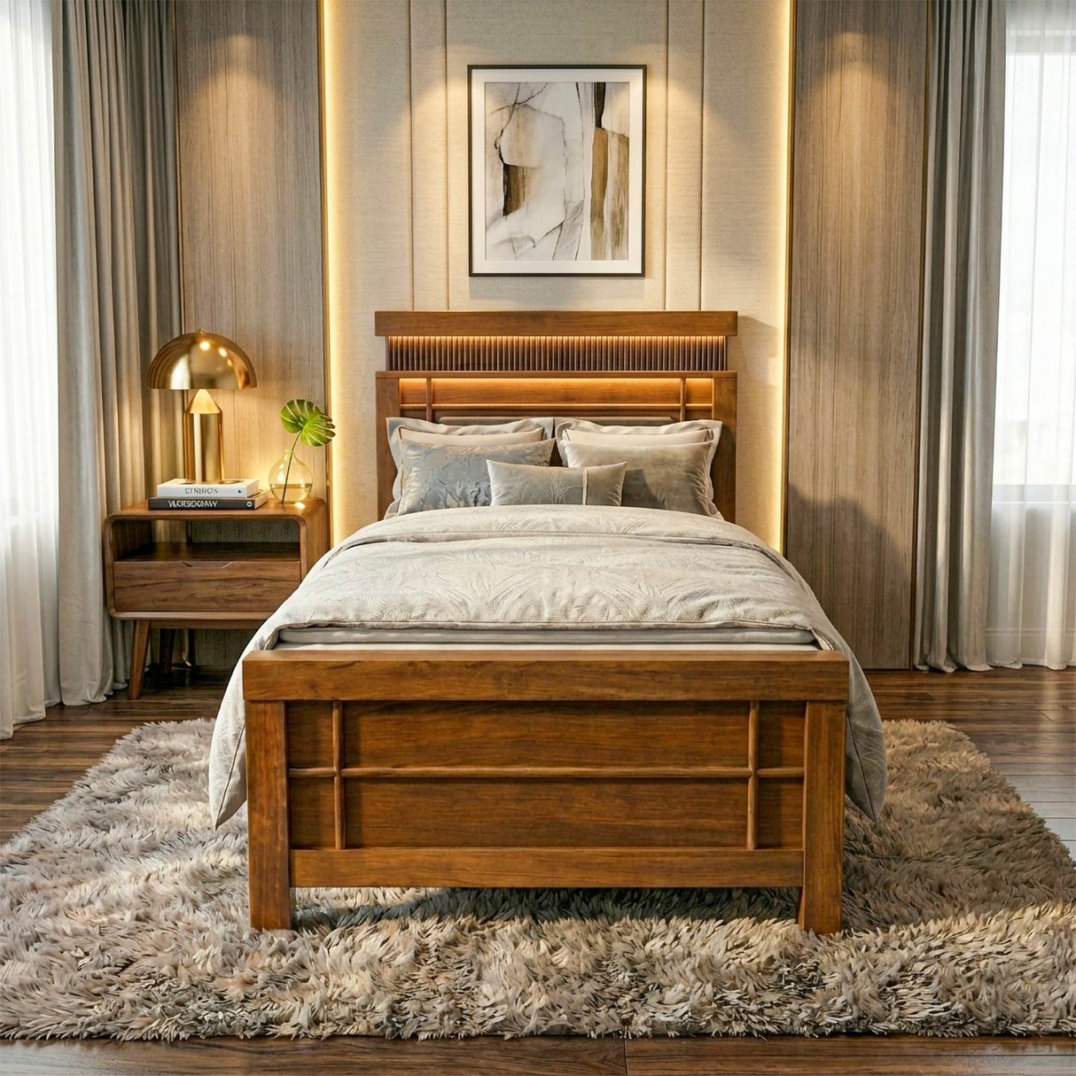 Autum Single Bed Without Storage- Cappuccino
