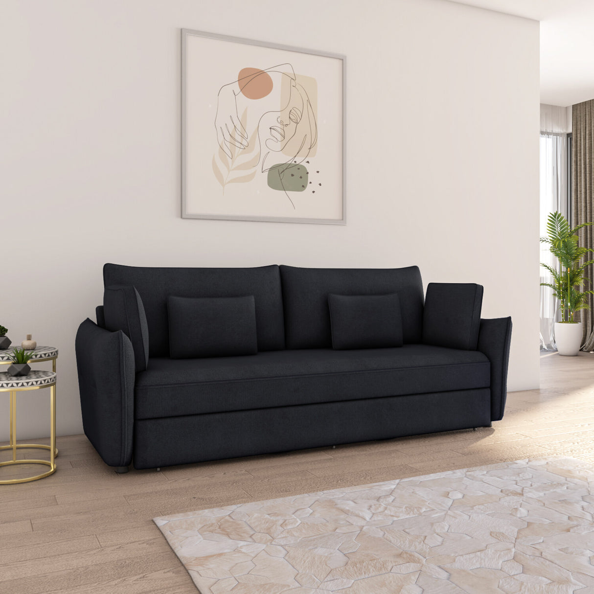 Aveo 3 Seater Sofa Cum Bed (Blue)